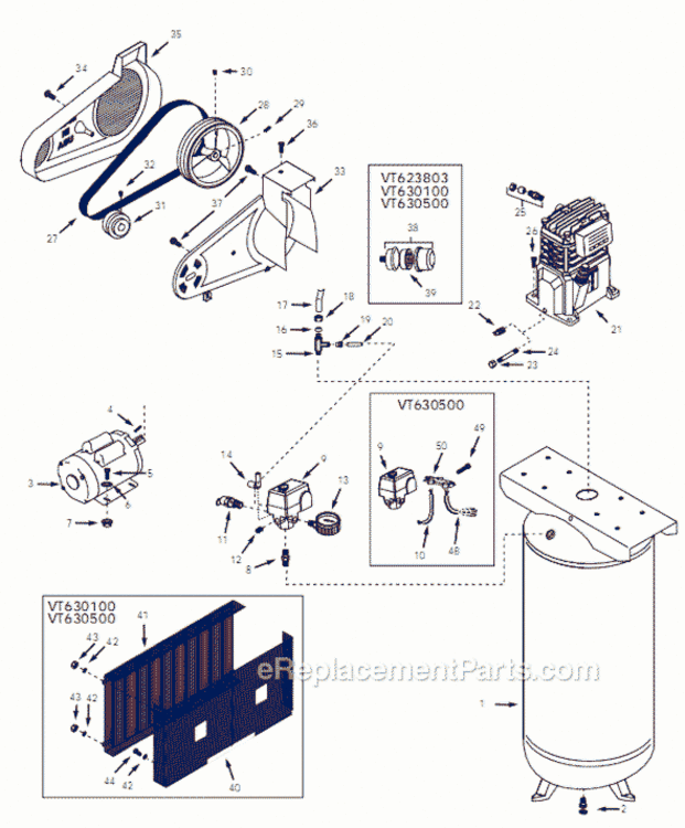Page A Diagram and Parts List for 2001 Campbell Hausfeld Compressor